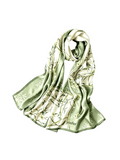 Yosfer Elegant Oriental Bamboo & Flower Satin Long Scarf