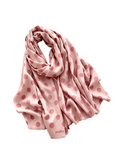 Yosfer Retro Pink Tone Polka Dot Fringed Long Scarf