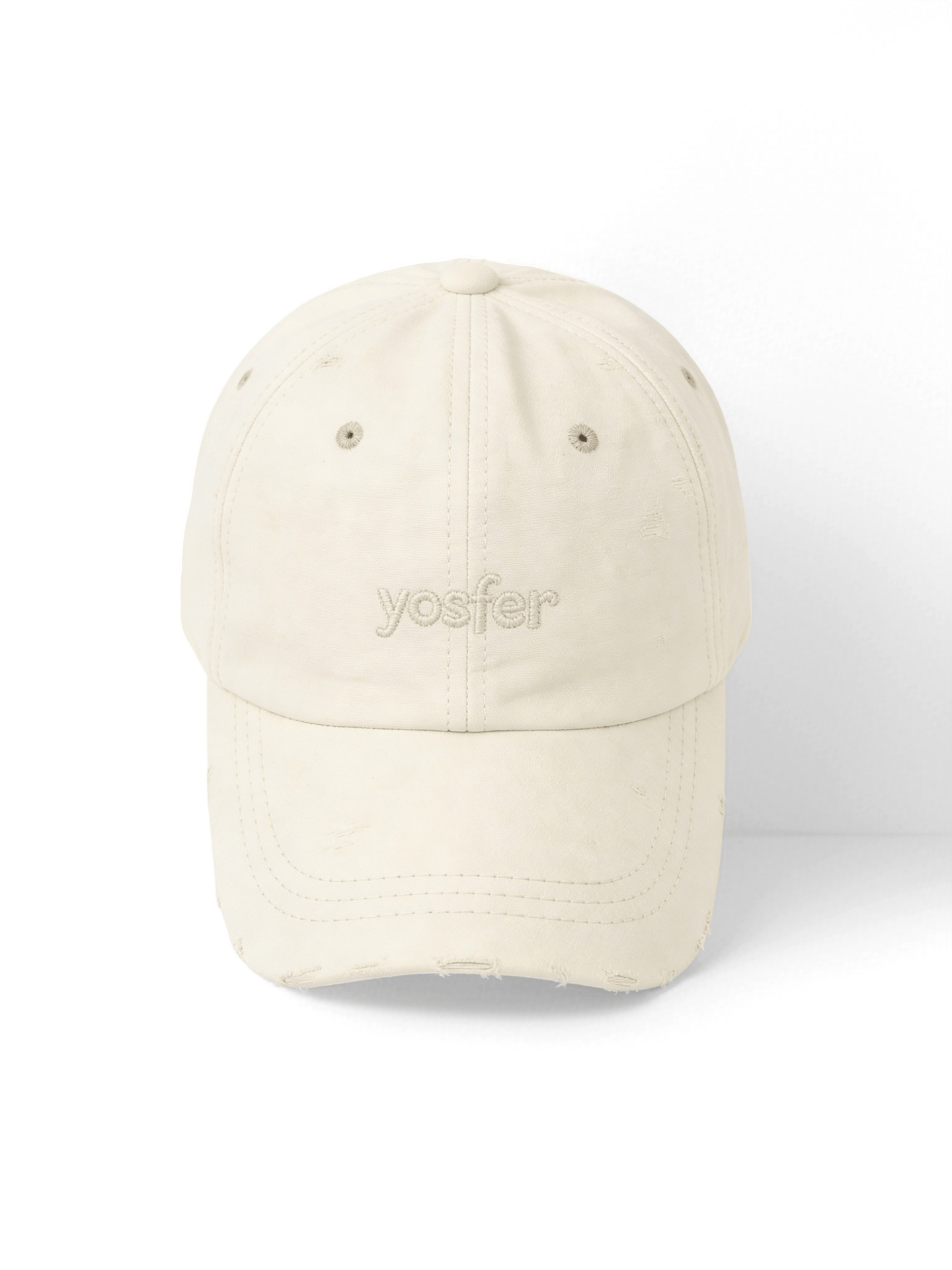 Yosfer Cream Washed Cotton Minimalist Cap