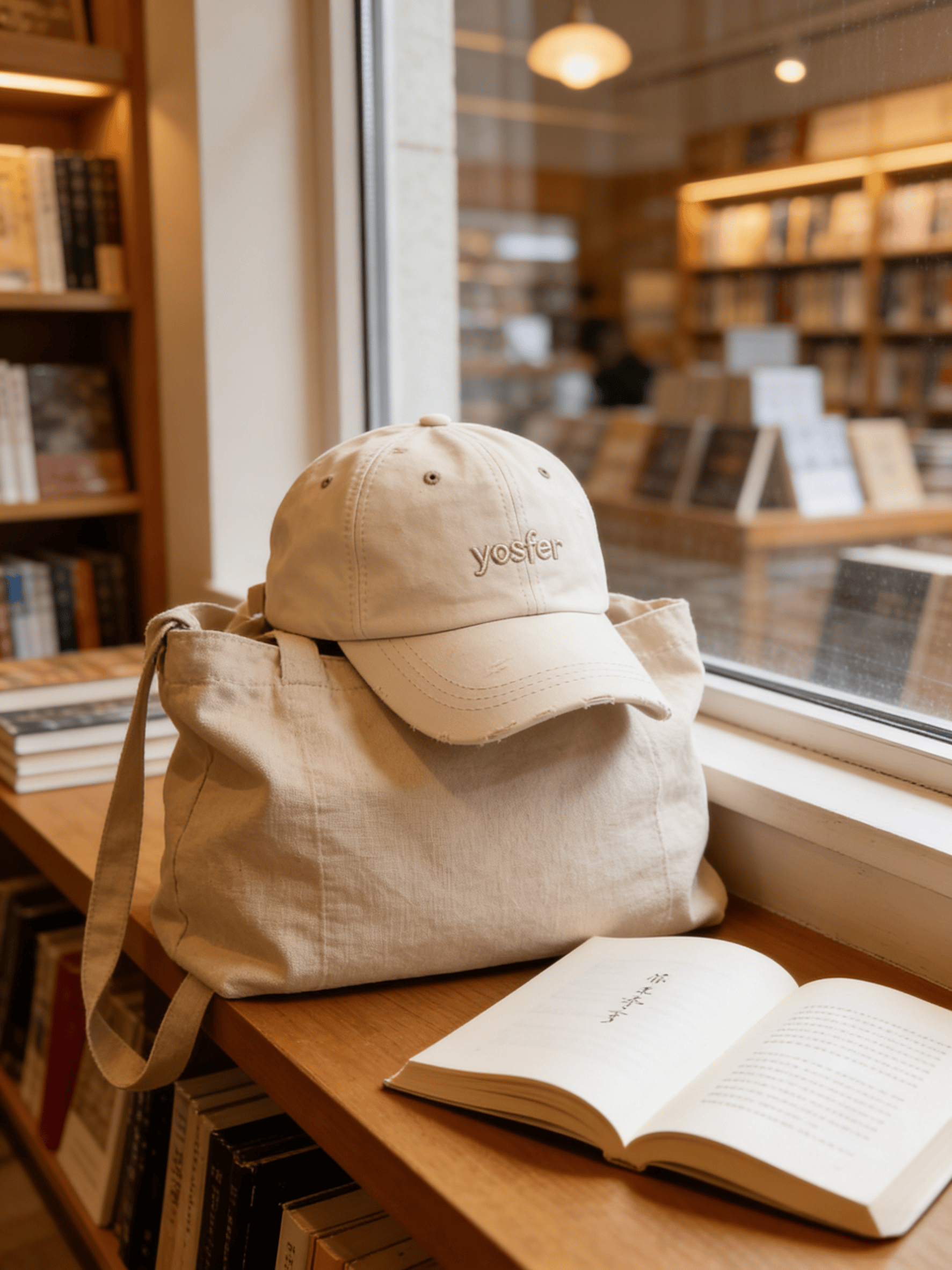 Yosfer Cream Washed Cotton Minimalist Cap