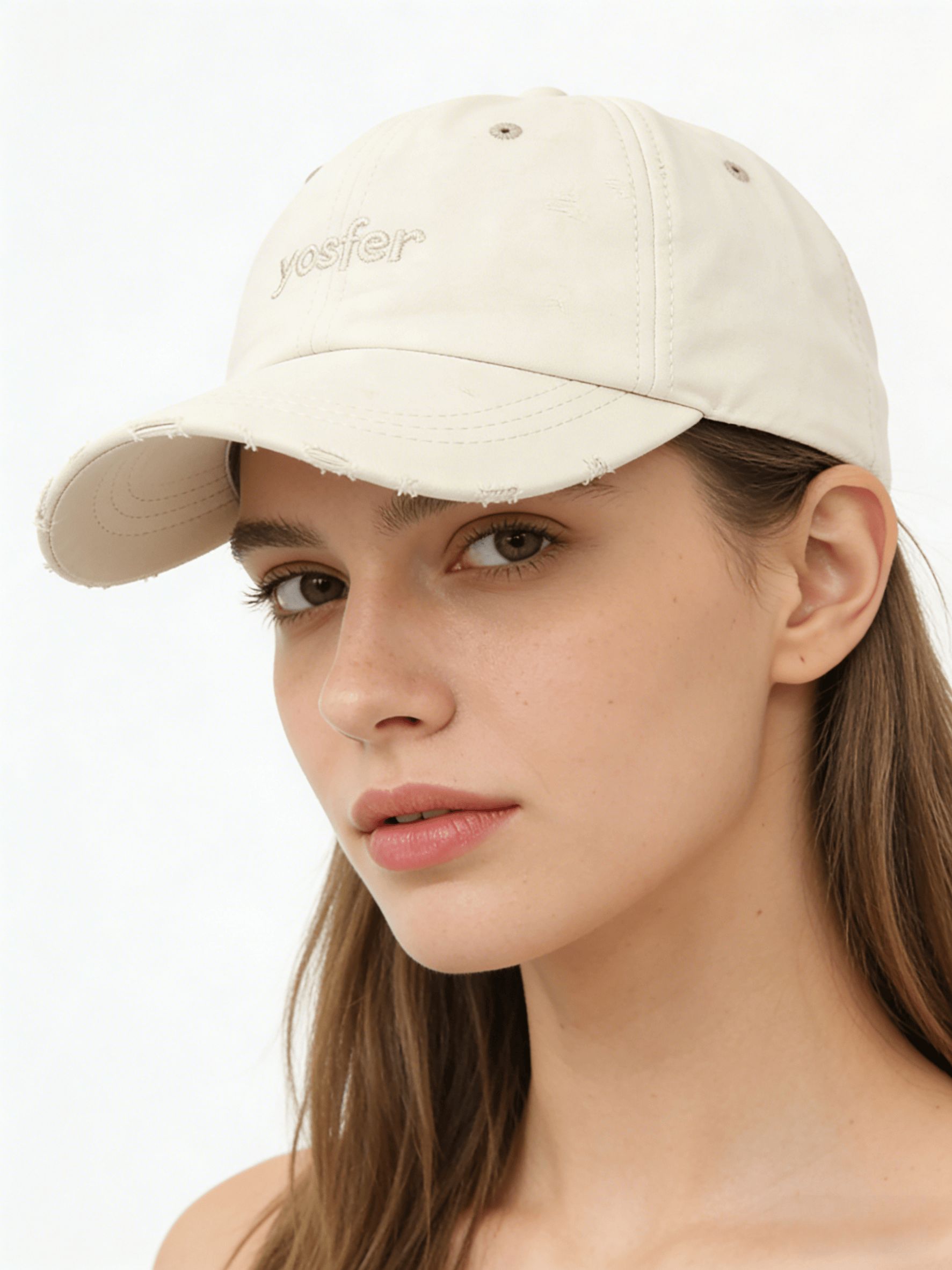 Yosfer Cream Washed Cotton Minimalist Cap