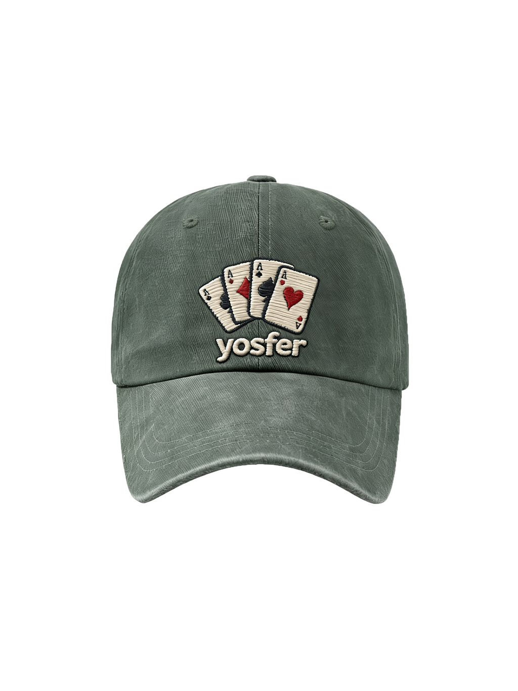 Yosfer Vintage Green Playing Cards Graphic Baseball Cap