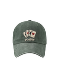 Yosfer Vintage Green Playing Cards Graphic Baseball Cap