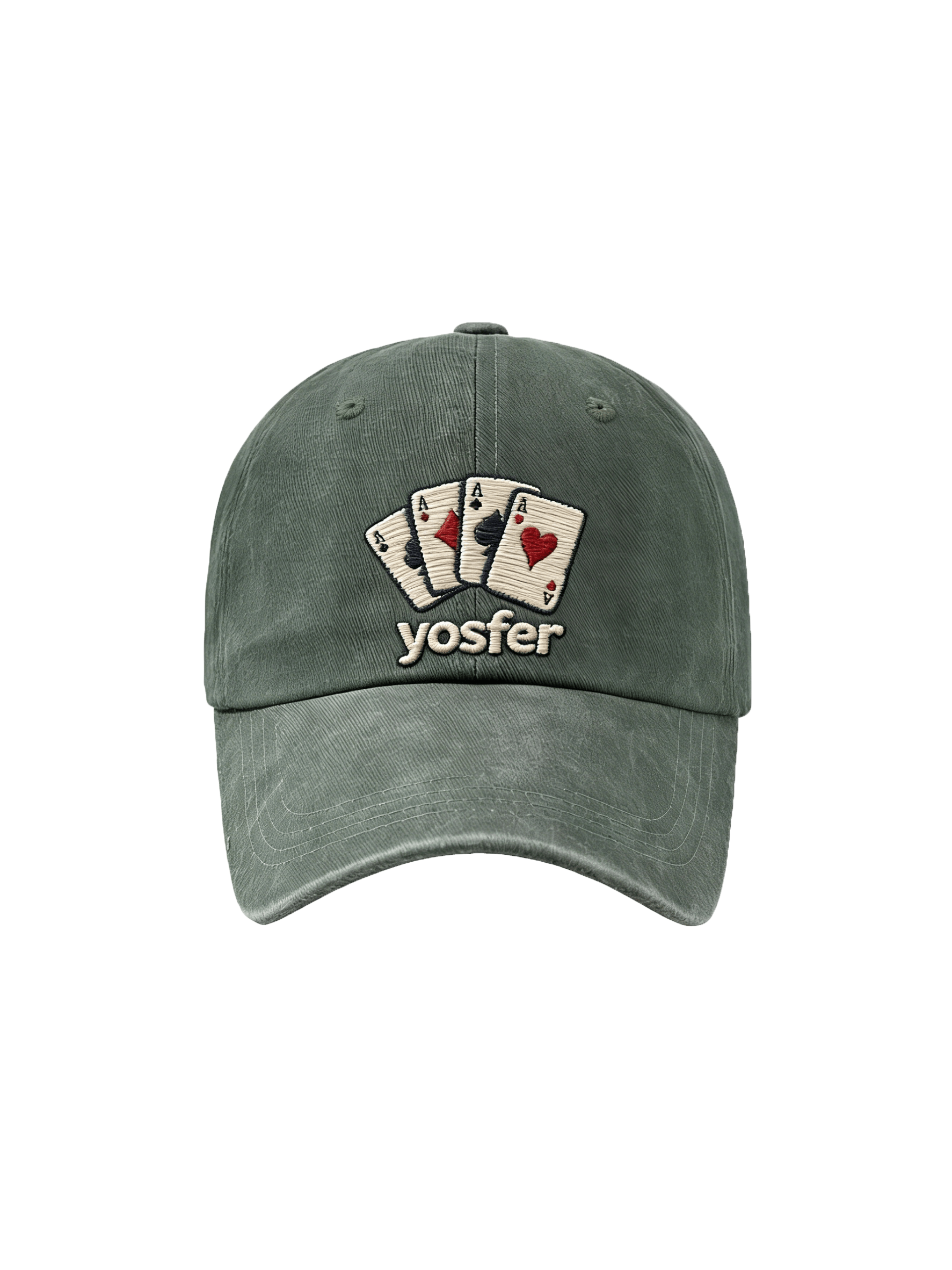 Yosfer Vintage Green Playing Cards Graphic Baseball Cap