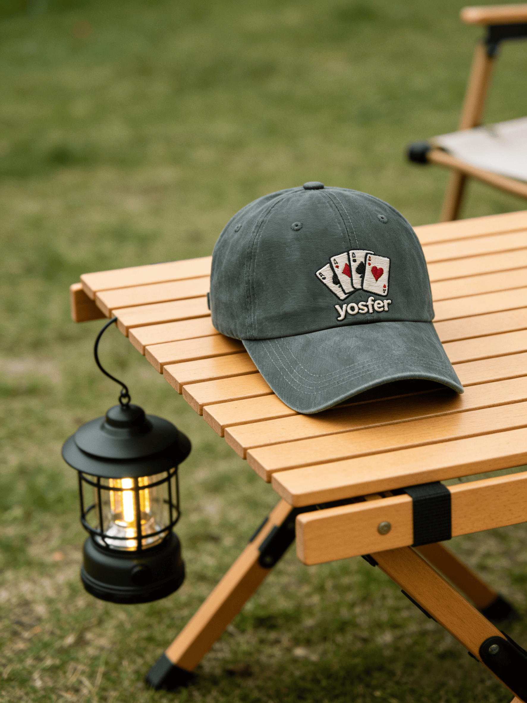 Yosfer Vintage Green Playing Cards Graphic Baseball Cap
