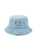Yosfer Light Blue Cute Cats On A Line Embroidered Fisherman Hat